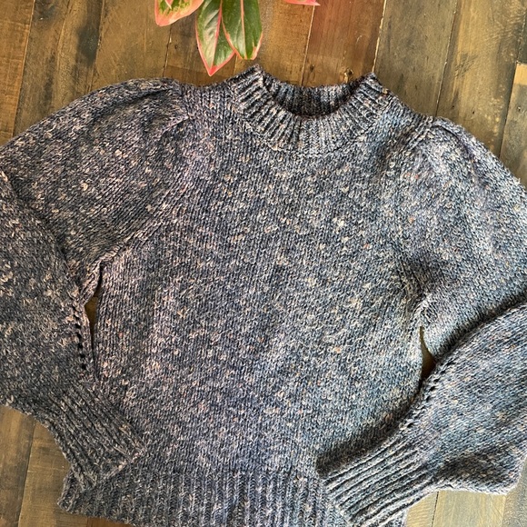 Madewell Balloon Sleeve Mock Neck Marled Sweater - Picture 2 of 8